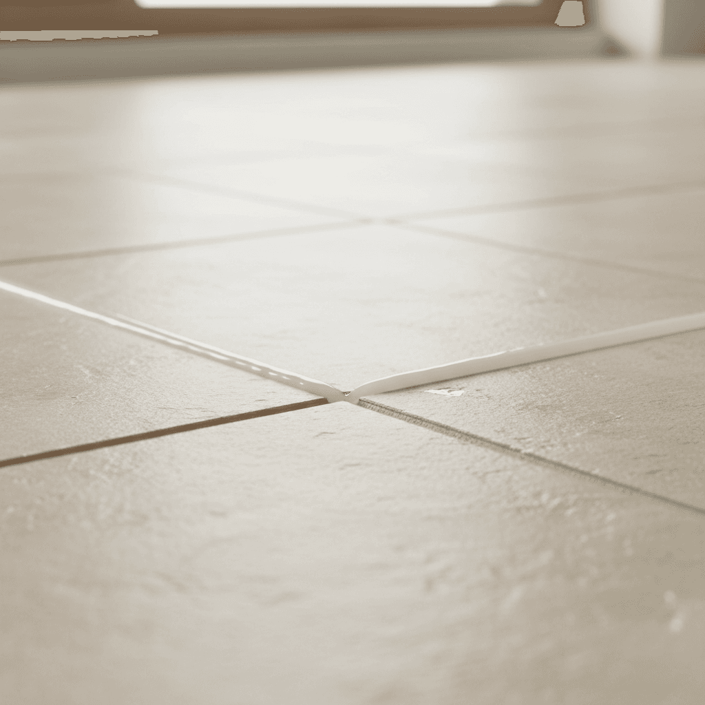 Close-up of grout lines being sealed on ceramic tile
