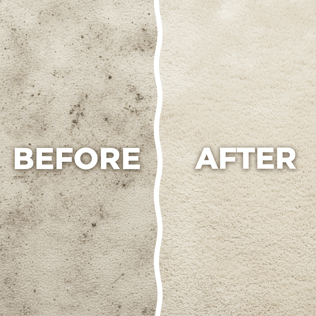 Restored carpet pile after hot water extraction