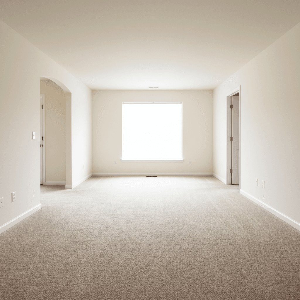 Empty bright room with clean carpet ready for move out